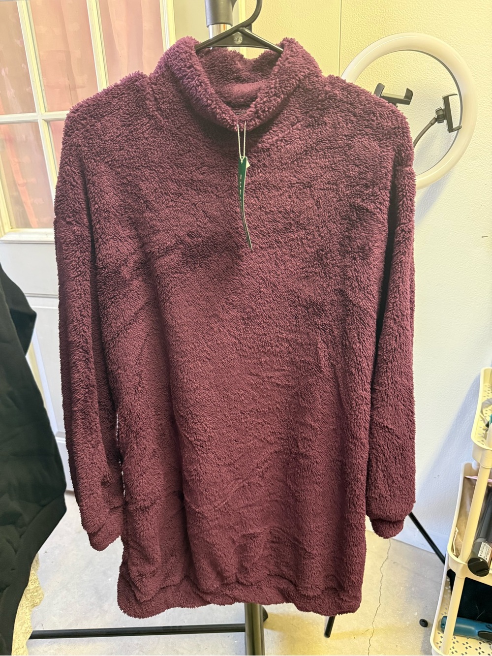 SHEIN Plush sweatshirt dress- Deep Plum